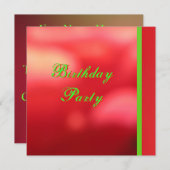 Invitation Fête d'anniversaire verte rouge (Devant / Derrière)