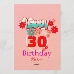 Invitation Fête d'anniversaire vibrante avec âge et nom perso