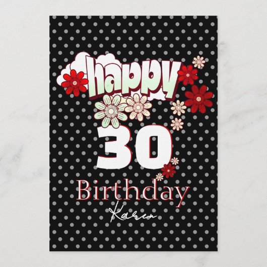 Invitation Fête d'anniversaire vibrante avec âge et nom perso (Dos)