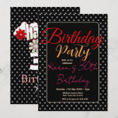 Invitation Fête d'anniversaire vibrante avec âge et nom perso (Devant / Derrière)