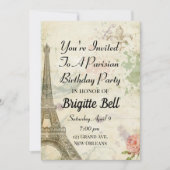 Invitation Fête d'anniversaire vintage à Paris (Devant)