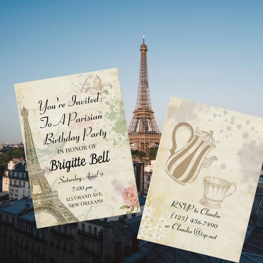 Invitation Fête d'anniversaire vintage à Paris