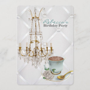 Invitation fête d'anniversaire vintage de Paris de tasse de