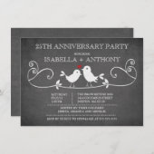 Invitation Fête d'anniversaire vintage d'inséparables de (Devant / Derrière)