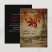 Invitation fête d'anniversaire vintage feuilles d'automne fra (Devant / Derrière)