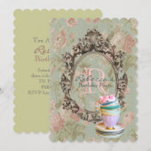 Invitation fête d'anniversaire vintage florale anglaise (Devant / Derrière)