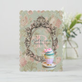 Invitation fête d'anniversaire vintage florale anglaise (Debout devant)