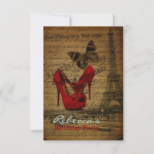 Invitation fête d'anniversaire vintage française élégante de (Devant)