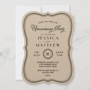 Invitation Fête d'anniversaire Vintage Kraft Art Déco