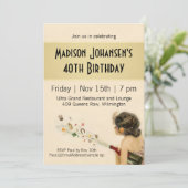 Invitation Fête d'anniversaire vintage Nouveau (Debout devant)