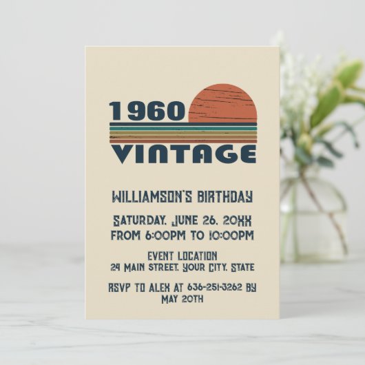 Invitation Fête d'anniversaire vintage personnalisée (Debout devant)