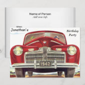 Invitation Fête d'anniversaire Vintage rouge (Devant / Derrière)