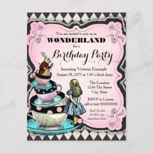 Invitation Fête d'anniversaire Vintage Wonderland