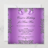 Invitation Fête d'anniversaire Violet Argent blanc (Dos)