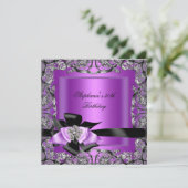 Invitation Fête d'anniversaire Violet Argent Noir Arc (Debout devant)