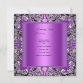 Invitation Fête d'anniversaire Violet Argent Noir Arc (Dos)