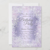 Invitation Fête d'anniversaire Violet Argent Winter Wonderlan (Devant)