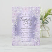 Invitation Fête d'anniversaire Violet Argent Winter Wonderlan (Debout devant)