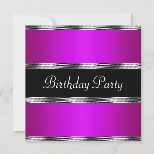 Invitation Fête d'anniversaire Violet Argenté (Devant)