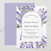 Invitation Fête d'anniversaire violet blanc de fleurs de lava (Devant / Derrière)