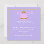 Invitation Fête d'anniversaire violet et or (Dos)