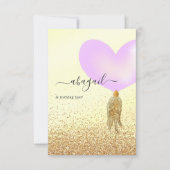 Invitation Fête d'anniversaire violet et or et rose (Devant)