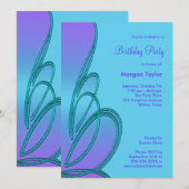 Invitation Fête d'anniversaire violet et sarcelle (Devant / Derrière)