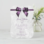 Invitation Fête d'anniversaire Violet Gem Bow, Ruban & Damas (Debout devant)