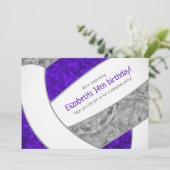 Invitation fête d'anniversaire violet gris girly (Debout devant)