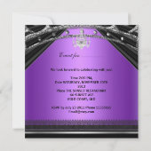 Invitation Fête d'anniversaire violet lustre noir argent (Dos)