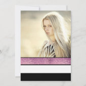 Invitation Fête d'anniversaire violet noir blanc sweet sixtee (Dos)