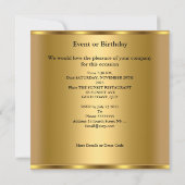 Invitation Fête d'anniversaire Violet Or Abstrait (Dos)