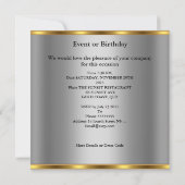 Invitation Fête d'anniversaire Violet Or Argent Gris Abstrait (Dos)