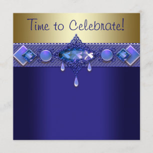 Invitation Fête d'anniversaire Violet Royal Bleu Or