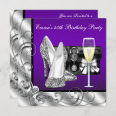 Invitation Fête d'anniversaire violette des femmes (Devant / Derrière)