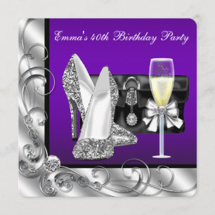 Invitation Fête d'anniversaire violette pour femme