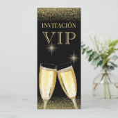 Invitation Fête d'anniversaire VIP Glitzy espagnole (Debout devant)