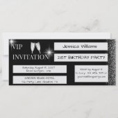 Invitation Fête d'anniversaire VIP Glitzy Silver (Dos)