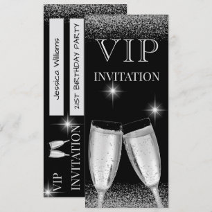 Invitation Fête d'anniversaire VIP Glitzy Silver
