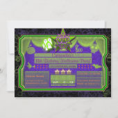 Invitation Fête d'anniversaire VIP Halloween verte et violett (Devant)