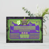Invitation Fête d'anniversaire VIP Halloween verte et violett (Debout devant)