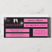 Invitation Fête d'anniversaire VIP rose clinquant (Dos)