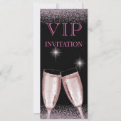 Invitation Fête d'anniversaire VIP rose clinquant (Devant)