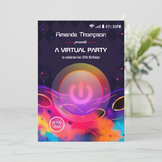 Invitation Fête d'anniversaire virtuelle (Debout devant)