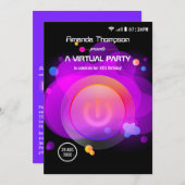 Invitation Fête d'anniversaire virtuelle (Devant / Derrière)