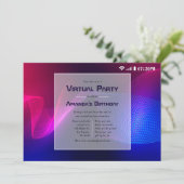 Invitation Fête d'anniversaire virtuelle avec éclairage rose (Debout devant)