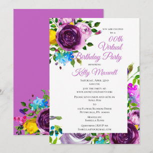 Invitation Fête d'anniversaire virtuelle de la floraison de c
