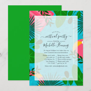 Invitation Fête d'anniversaire virtuelle d'été tropical