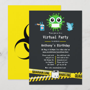 Invitation Fête d'anniversaire virtuelle en quarantaine