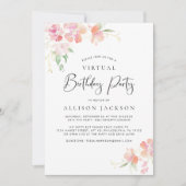 Invitation Fête d'anniversaire virtuelle Floral or rose moder (Devant)